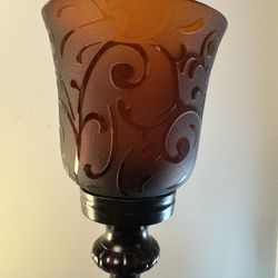 Stunning Unique AND Rare! Amber Collectible Gorgeous Tall Candleholder Decor. Pretty Dark Amber