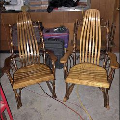 Amish Rocking chair 4 pcs. set foot stool and table Hickory
