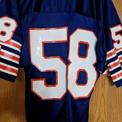 CHICAGO BEARS, Athletic Wear, made in America, #58, Blue Jersey (L, 42/44) 100% Nylon, Firm.