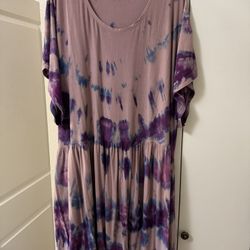Plus Size 4x Jersey Tie-Dye Dress with Pockets 