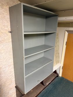 Gray Wood Bookshelf 4 Shelves