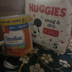 Similac Sensitive Infant formula and Huggies Snug and Dry Diapers size 5