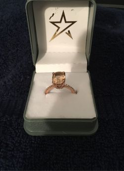 Peach Morganite rose gold ring sz 7