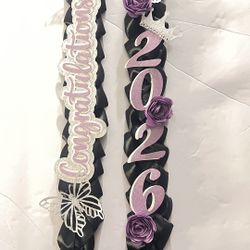Jr. High/High school Graduation lei With Crown & Butterflies 