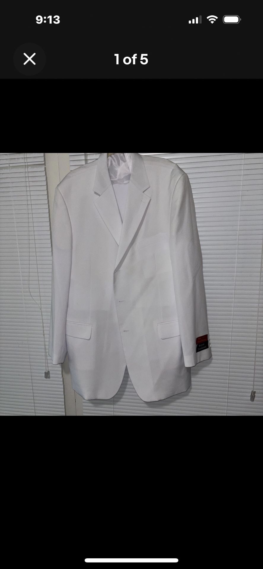 NWT ROYAL DIAMOND Men's  White  Suit  Vested 3 Buttons Size 50 L 44 W