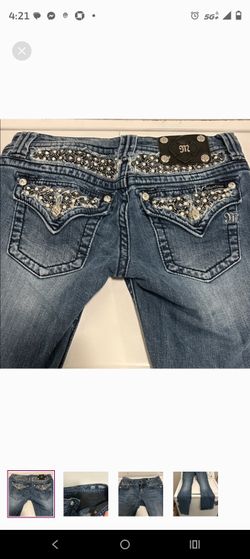 Miss Me Medium Dark Jeans With Embellishments And Pocket Flaps