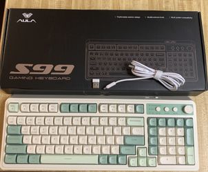 Aula S99 Green And White Gaming Keyboard