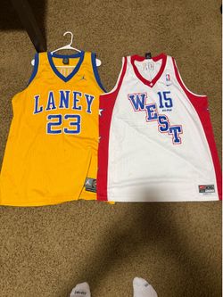 Used Nike basketball jersey’s, Laney High Jordan high school jersey size 3XL and Carmelo Anthony  West All star jersey size 2XL.