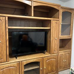 Oak Wood Entertainment Center Media Console