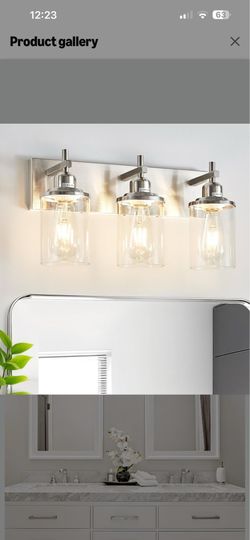 Brushed Nickel Bathroom Light Fixture Over Mirror Modern Bathroom Vanity Light Vintage Wall Lighting with Clear Glass Shade for Bathroom, Bedroom, Hal