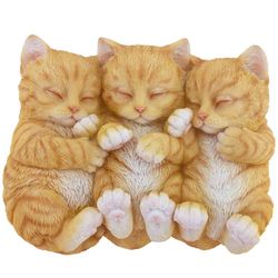 Sleeping Orange Tabbies Cat Garden Statue Decor