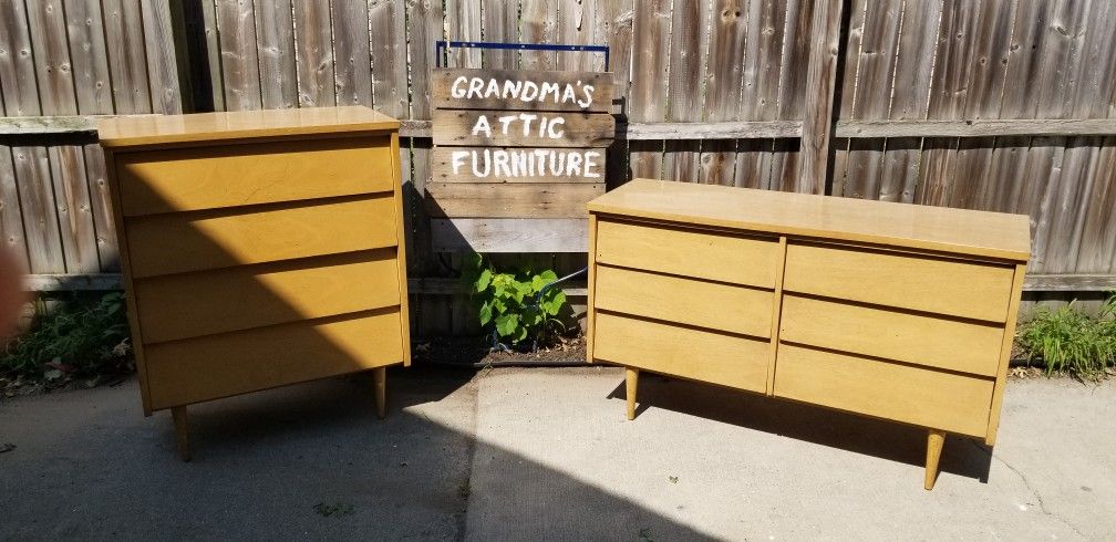 Mcm Dresser Set - Longboy And Tallboy, Mirror