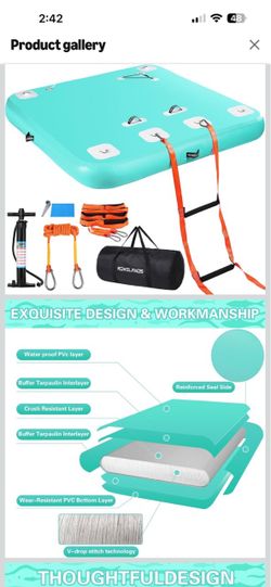 Inflatable Floating Dock 6’x5’ with ladder