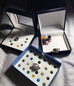 Sterling silver rechangeable stone two rings and necklace