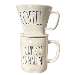 Rae Dunn "Cup Of Sunshine" By Magenta (Ivory) Coffee Drip & Mug Set 20 oz