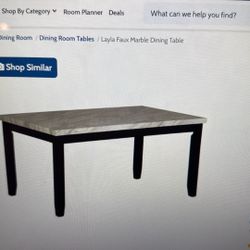 Pickup Only- Faux Marble Dining Table Black Legs
