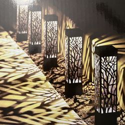 LED solar lights 5 pack outdoor, front, back yard or driveway lights up to 8 hours run time