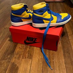 Nike Jordan 1 Retro High OG Yellow And Blue Size 9 Mens