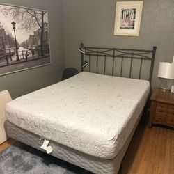 Queen Mattress, Box spring Headboard And Frame 