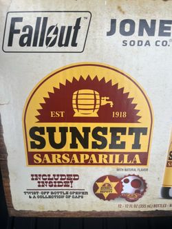 12 pack Fallout Jones CO SUNSET SARSAPARILLA soda