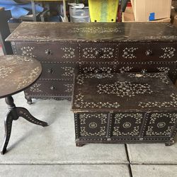 Antique Dresser, Table, Chest