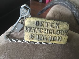 Antique Detex Watchclock Station with key