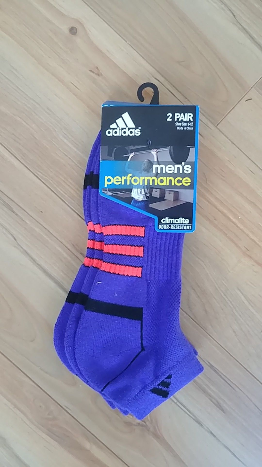 BRAND NEW adidas climalite purple socks 2 pack 6-12 mens