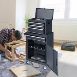 Ktaxon 4-Drawer 2-IN-1 Rolling Tool Chest Storage Cabinet, Mechanic Tool Organizer Box, 23.2" L x 11" W x 40.2" H, Black