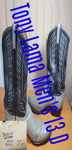Tony Lama Men's Size 13 D Blue Gray Western Boots Style No. 8056 Jordan