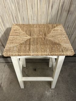 Bar Stool with Handcrafted Woven Rope Seat