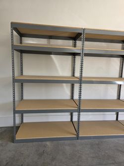5 Tier Shelving 48 in W x 24 in D American Made Used Heavy Duty Steel Boltless Storage Racks Delivery Available
