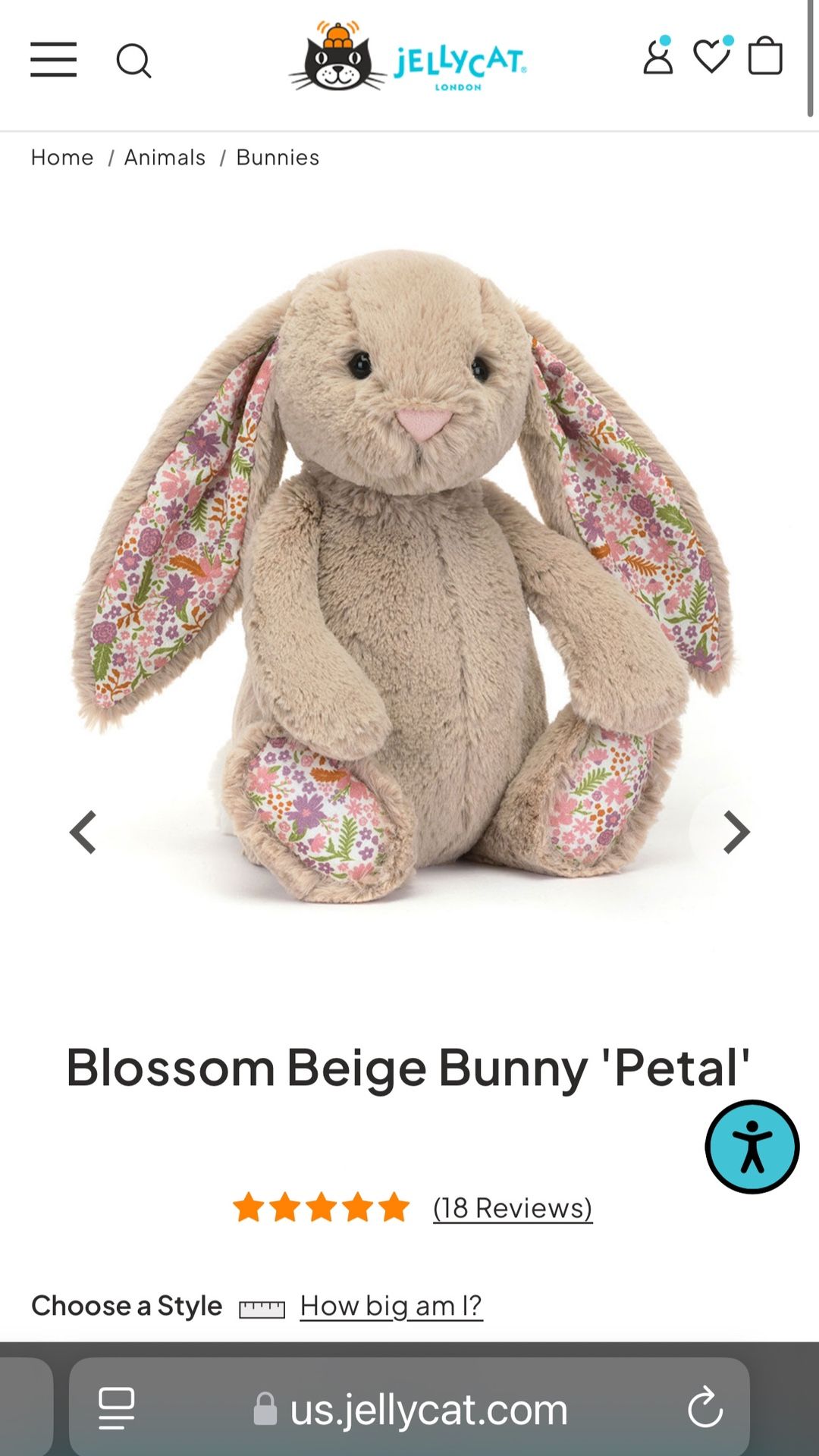 New Jellycat Bunny Blossom Petal