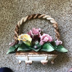 Ceramic Flowers In Basket