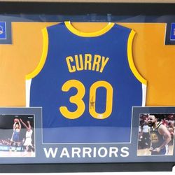 Stephen Steph Curry Warriors Framed Autographed Signed Jersey 36x44 Beckett COA