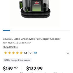 Vacuum cleaner Bissell Little Green model number 1400 B new in the box never used Original Cost $139