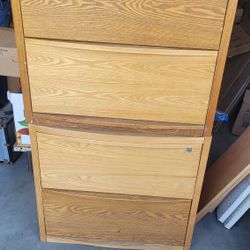 2 Oak Lateral File Storage Cabinets