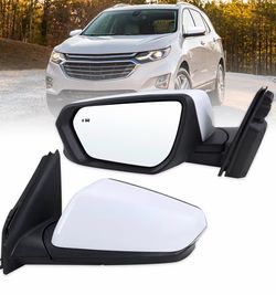 Left Driver Side Mirror Compatible With 2018 2019 2020 2021 2022 2023 2024 Chevy Equinox GMC Terrain With Power Glass Heated Turn Signal Blind Spot Wh