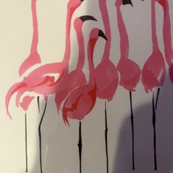 Framed Minimalistic Flamingo Painting