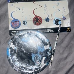 Black Panther Party Supplies Swirl Decorations, Plates, Pencil