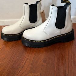 Dr. Martin White Chelsea Platform Boots