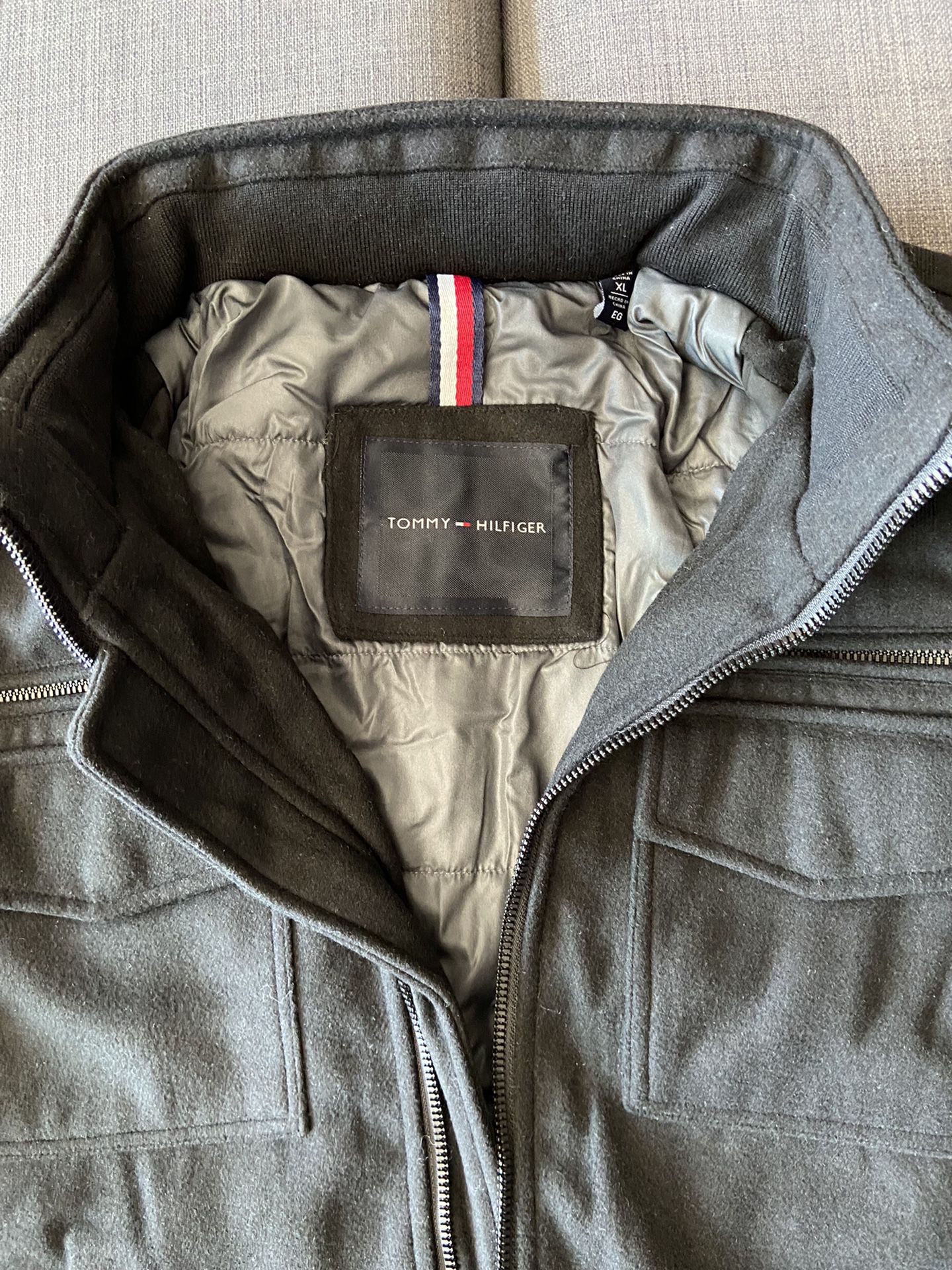 Tommy Hilfiger Wool Blended Boomber Jacket ( Black Color, XL Size )