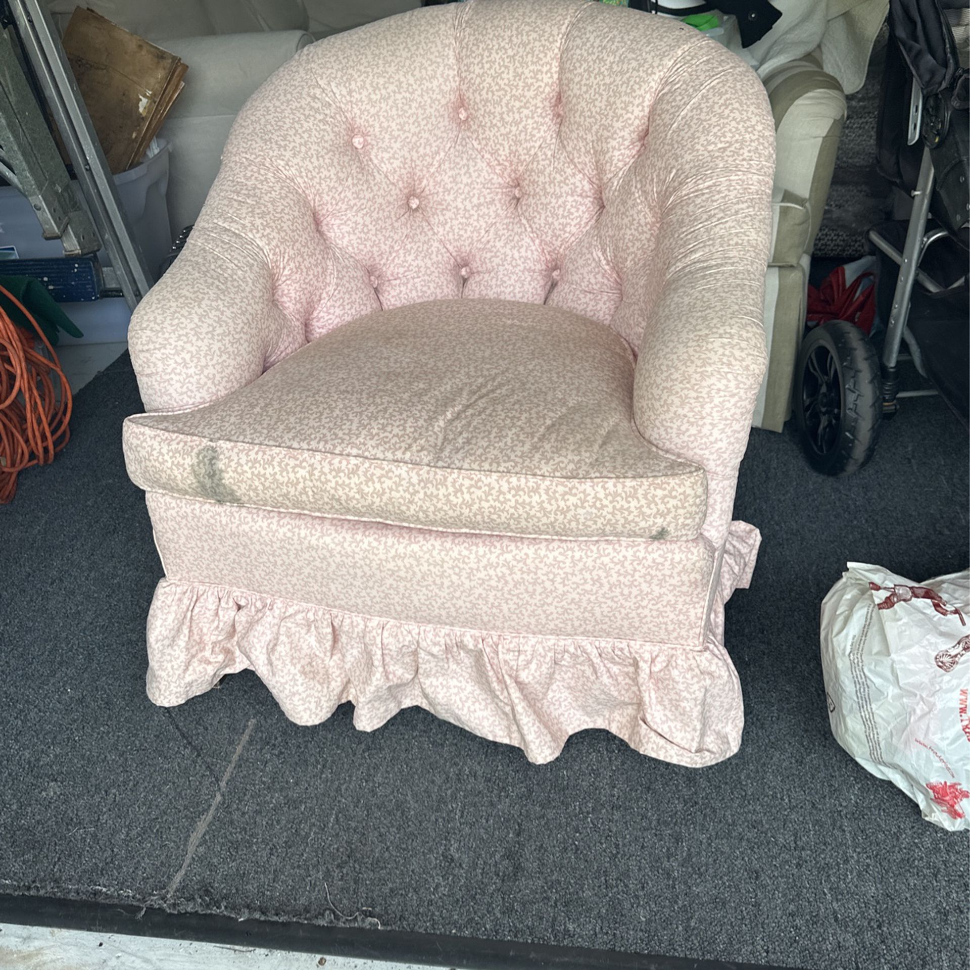 Pink Tufted Armchair