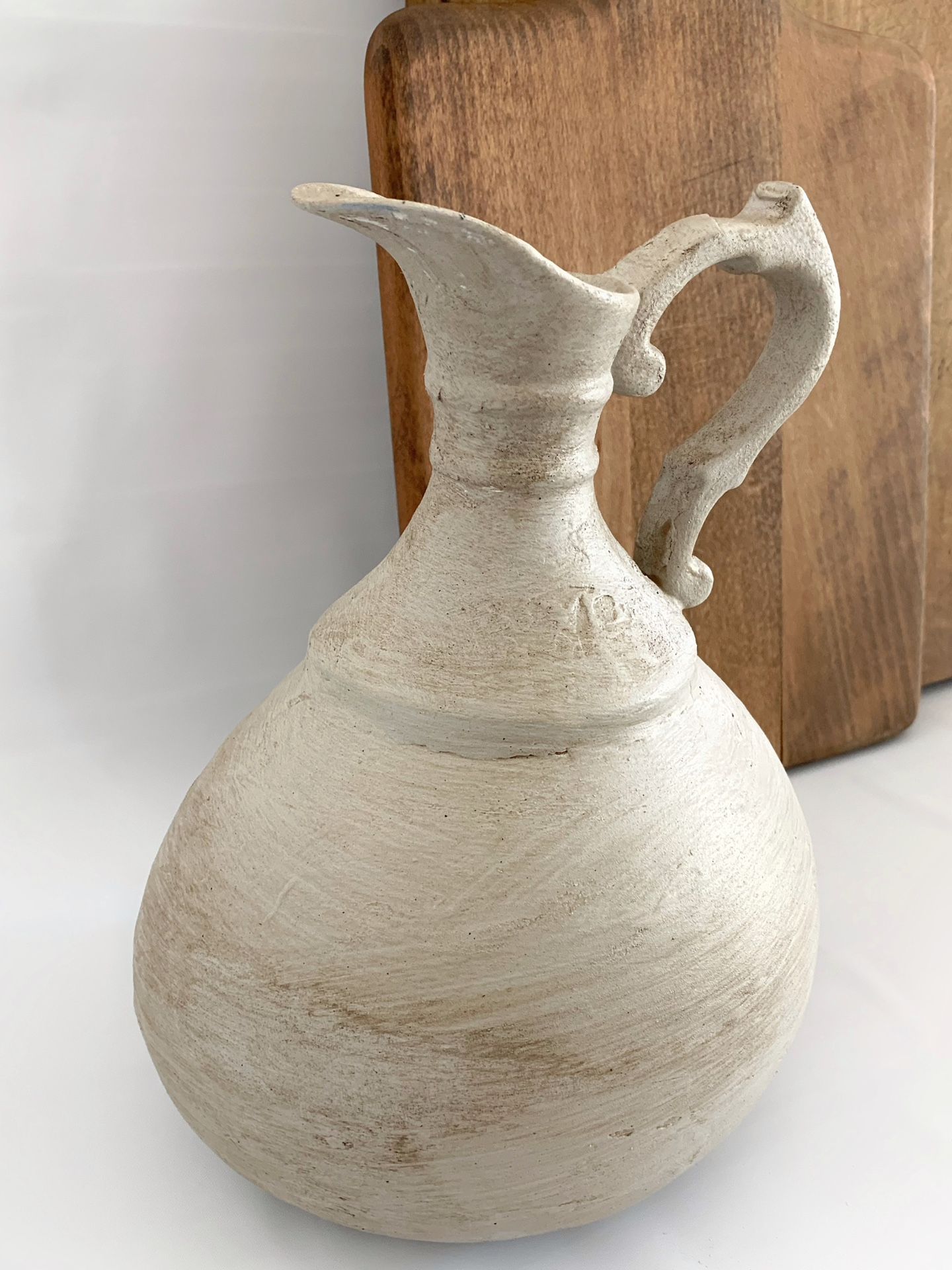 Rustic Hand painted Stone Inspired Italian Pitcher