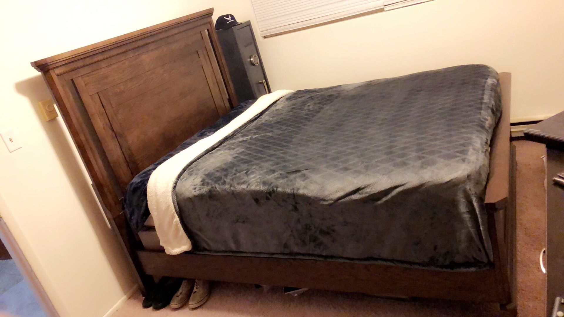 Bed frame with mattress and box spring