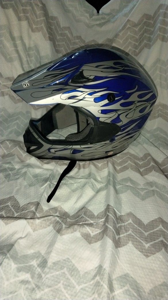 TMS Full Face Motorcycle Motocross Helmet Gray/Blue XL FMVSS218 DOT