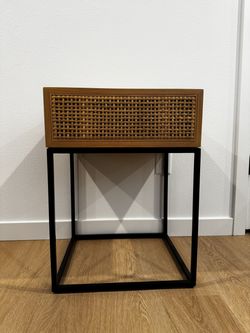 Rattan Metal Nightstand / Side Table