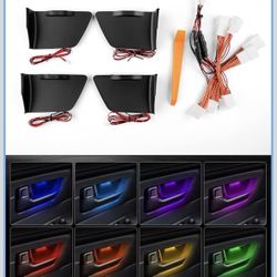 Adjustable 8 Colors LED Lights For 2022 2023 2024 Toyota Tundra Inner Door Handle Bowl Mood Lighting Decorative Interior Lamp (4PCS)