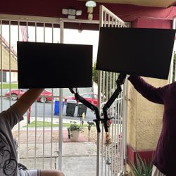 2 Msi Monitors With Desk Planter