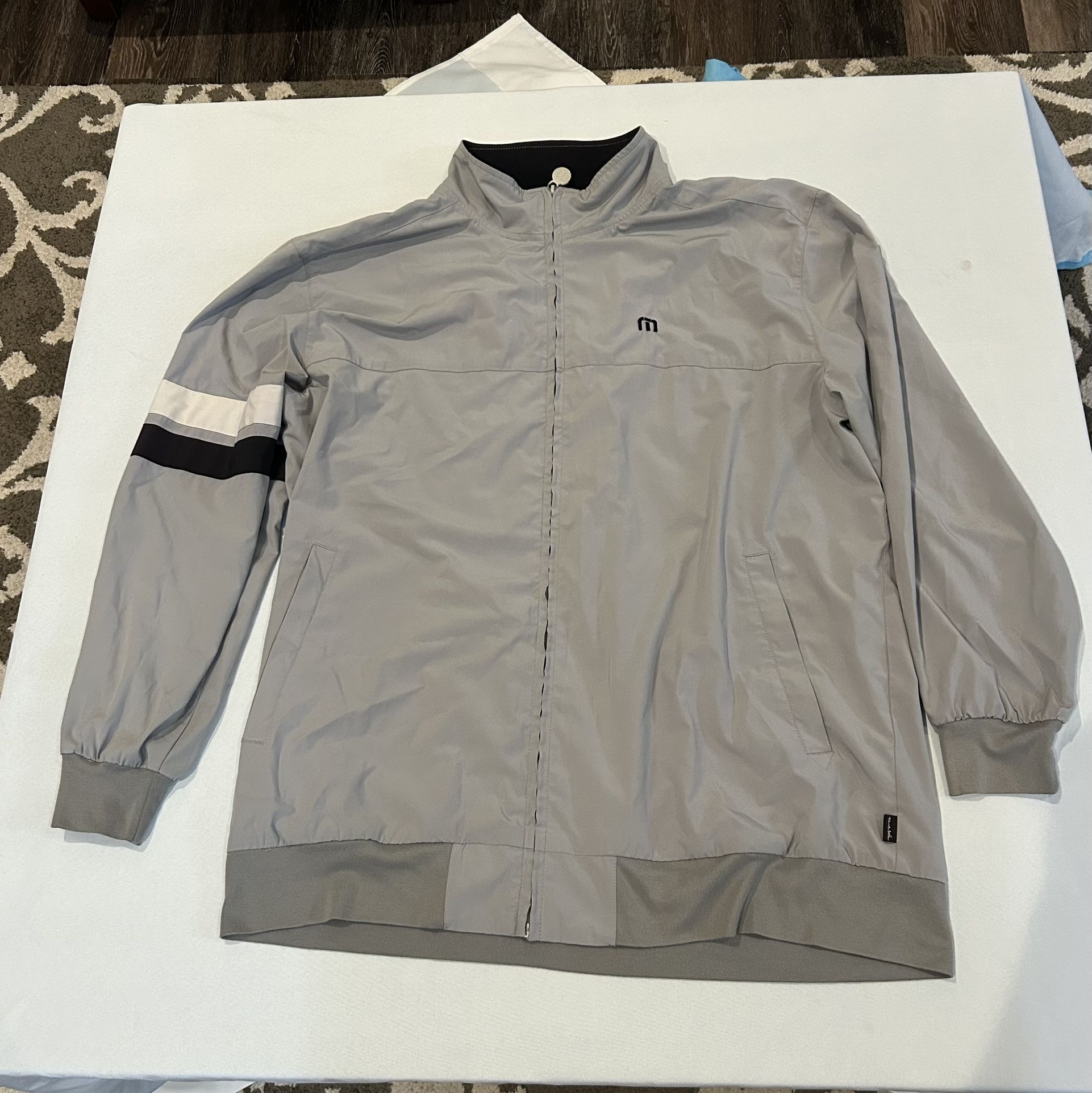 Travis Mathew grey gold light jacket adult large