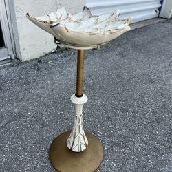 Vintage 1950’s Golden Leaf Smokers Ashtray Stand Porcelain Tray with Stand  14x13x26in